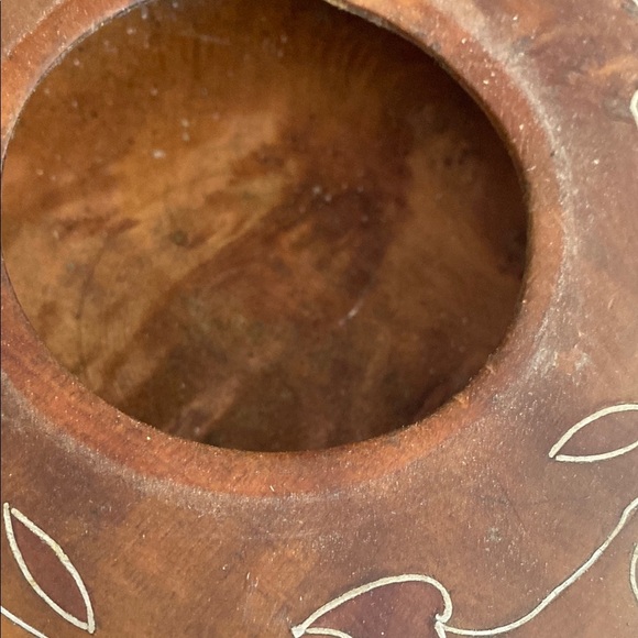 Handcrafted Floral Brown Wooden Art Piece - Picture 4 of 4